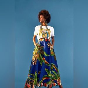 FARM RIO Tropical Scarf Midi Skirt (NWT)
